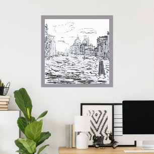 Venice City on the Water Ships Buildings Poster