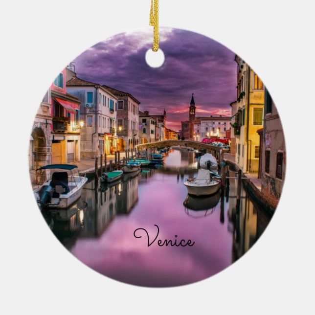 Venice, colourful scenic photograph,  ceramic ornament (Back)