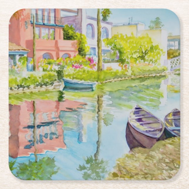 Venice Colours Square Paper Coaster (Front)