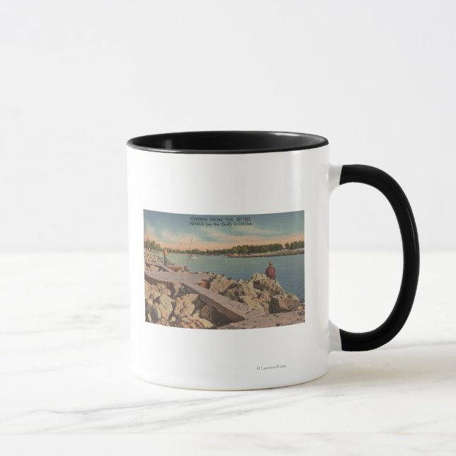 Venice, Florida - Fishing Scene on the Jetties Mug (Right)