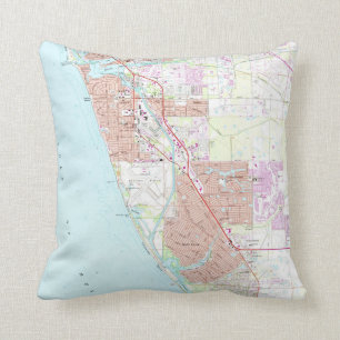 Venice Florida Map (1973) Throw Pillow