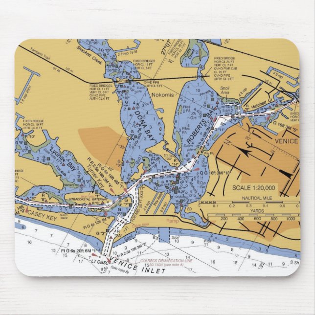Venice, Florida nautical Harbour chart Mousepad (Front)