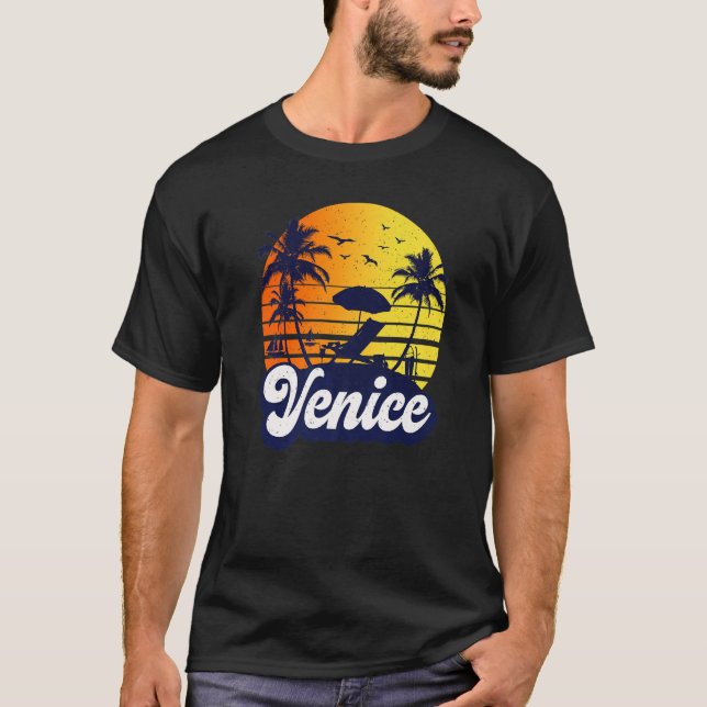 Venice Florida Sunset Beach Retro Premium T-Shirt (Front)
