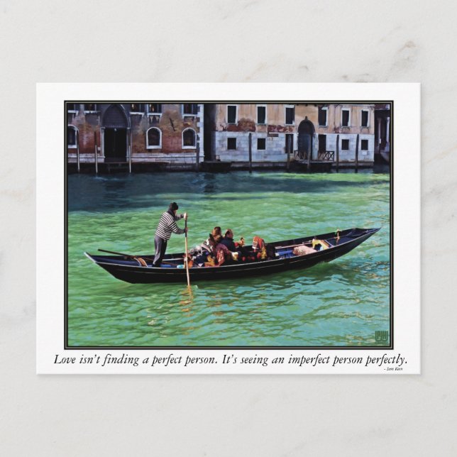 Venice Gnadola & Canal with Love Quote Postcard (Front)