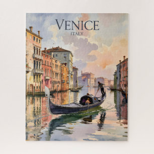 Venice Gondola Ride Watercolor Canal Colourful Jigsaw Puzzle