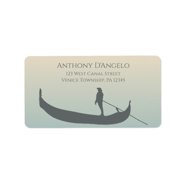 Venice Gondola Silhouette at Sunset Return Address Label (Front)