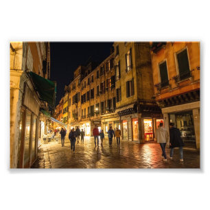 Venice Gondolas at Night Photo Print