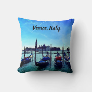 Venice Gondolas Boat Italy Blue Sky Throw Pillow