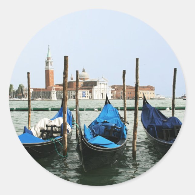 Venice gondolas classic round sticker (Front)