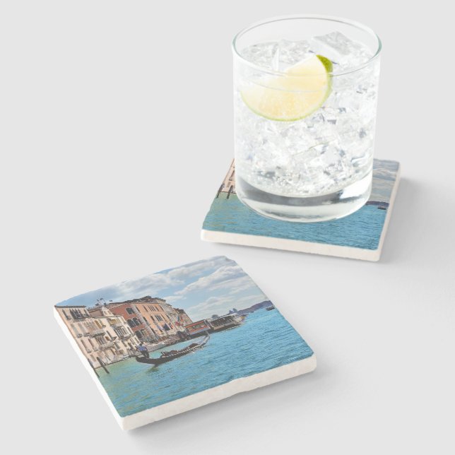 Venice Gondolas Italy Europe Stone Coaster (Side)