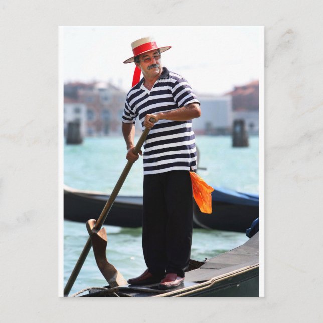 VENICE GONDOLIER WITH HIS HAT POSTCARD (Front)