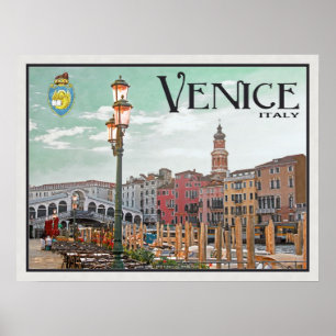 Venice - Grand Canal and Rialto Bridge Poster