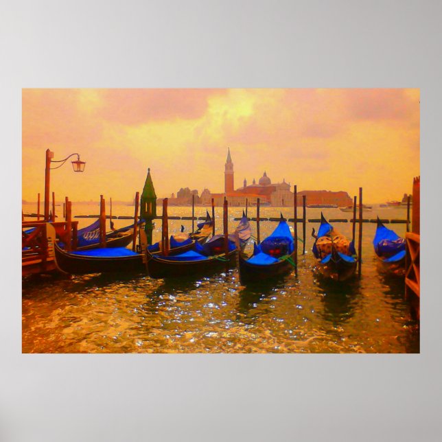 Venice Grand Canal & Gondolas Italy Travel Artwork Poster (Front)