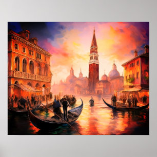 Venice Grand Canal, Gondolas & San Marco   Poster