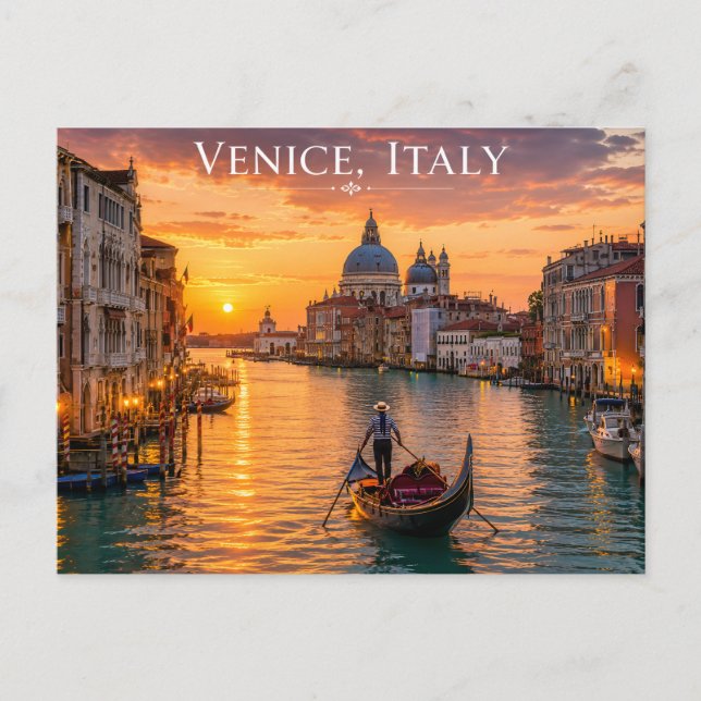 Venice Grand Canal Sunset Postcard (Front)