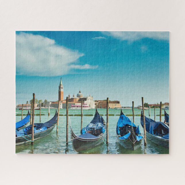 Venice Grand Canal with blue iconic gondolas Jigsaw Puzzle (Horizontal)