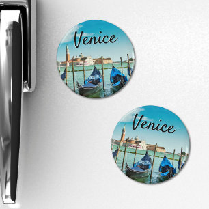 Venice Grand Canal with blue iconic gondolas Magnet