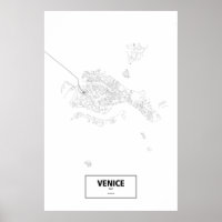 Venice (Island), Italy (black on white)