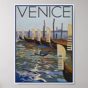 Venice Italie Gondolas Poster Vintage voyage