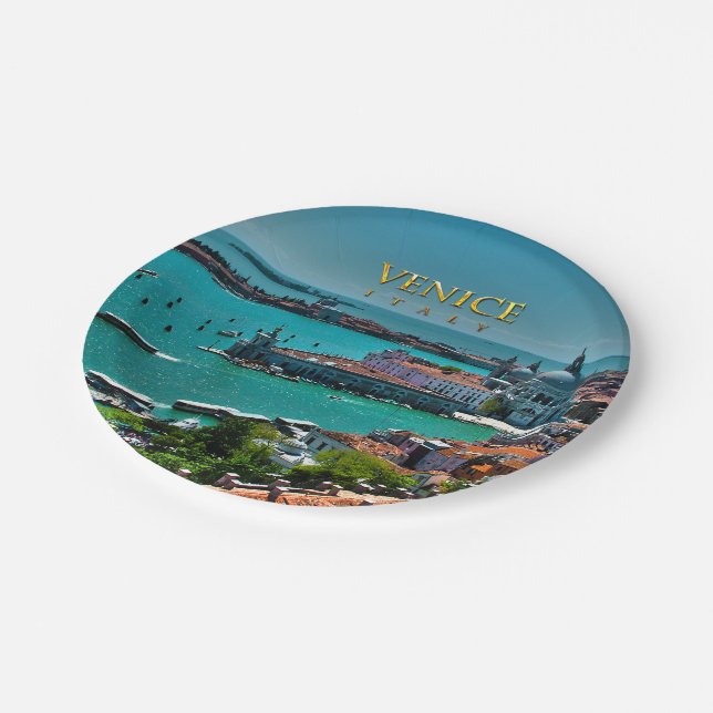 Venice, Italy - Aerial View Paper Plate (Angled)