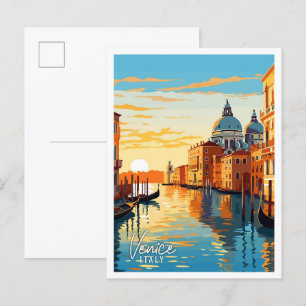 Venice Italy Art vintage travel illustration Postcard