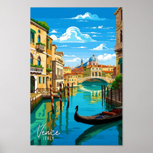 Venice Italy Art vintage travel illustration Poster