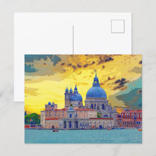 Venice Italy Basilica Church Waterway #16  Postcard