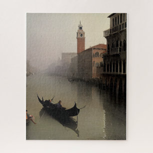 Venice Italy Canal and Gondola Painting Postcard Jigsaw Puzzle