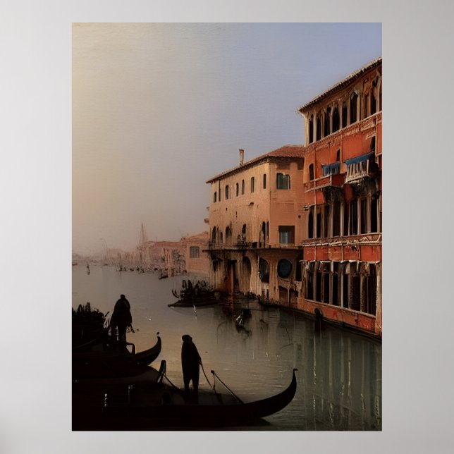Venice Italy Canal and Gondolas Painting Poster (Front)