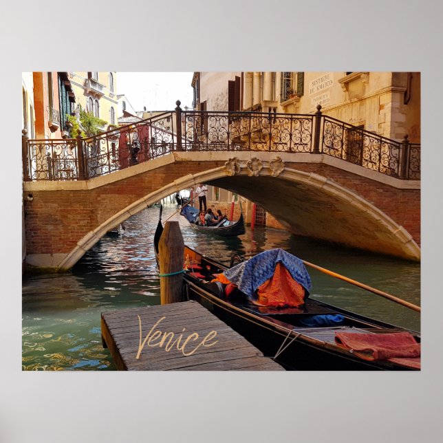 Venice Italy Canal Boat Travel Poster (Front)