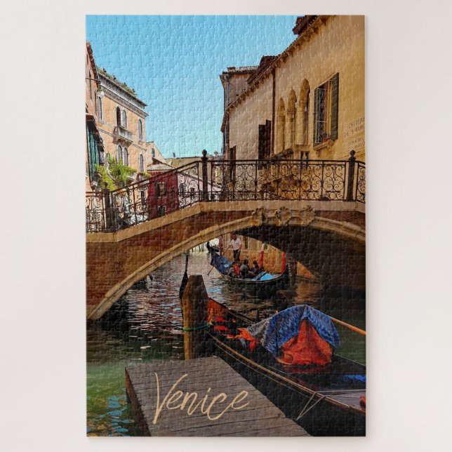 Venice Italy Canal Bridge Boat Travel Jigsaw Puzzle (Vertical)