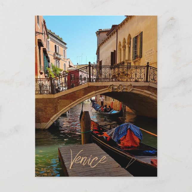 Venice Italy Canal Bridge Boat Travel Postcard (Front)