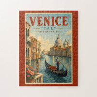 Venice Italy Canals Illustration Travel Art Retro