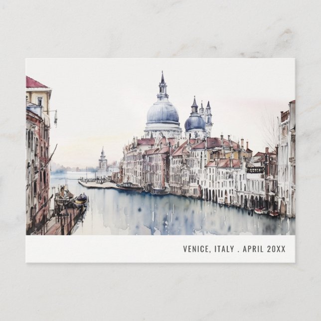 Venice Italy Canals Watercolor Italian Travel Postcard (Front)