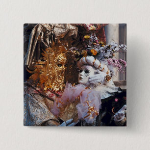 Venice Italy Carnival Mask ~ Italian Festival 2 Inch Square Button
