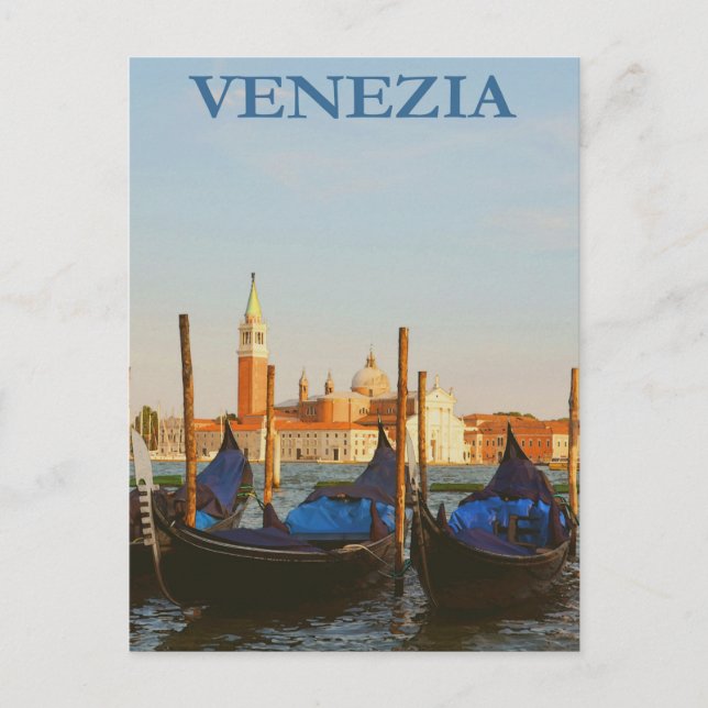 Venice, Italy Gondola Boat Vintage Travel Postcard (Front)