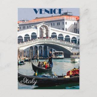 Venice, Italy Gondola Boat Vintage Travel Postcard