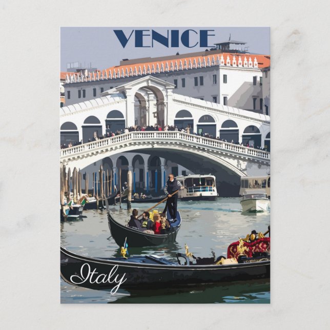 Venice, Italy Gondola Boat Vintage Travel Postcard (Front)