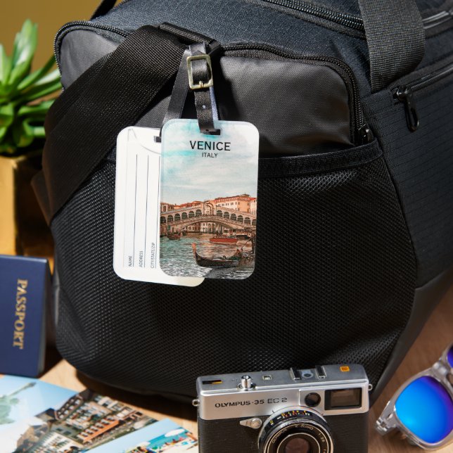 Venice Italy Gondola City Canal View Luggage Tag (Front & Back)