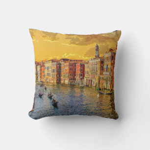 Venice Italy Gondola Waterway Building #15 Throw Pillow
