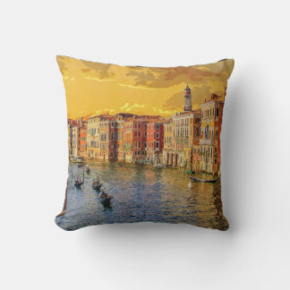 Venice Italy Gondola Waterway Building #15 Throw Pillow