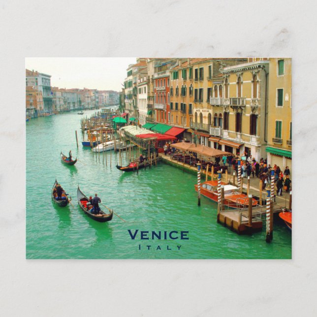 Venice, Italy - Gondolas On Grand Canal Postcard (Front)