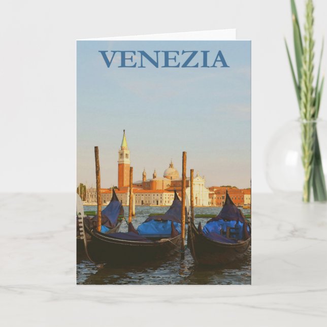 Venice Italy Gondolas Retro Vintage Travel Poster Card (Front)
