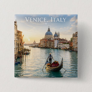 Venice Italy Grand Canal Gondola Sunset 2 Inch Square Button