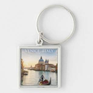 Venice Italy Grand Canal Gondola Sunset Keychain