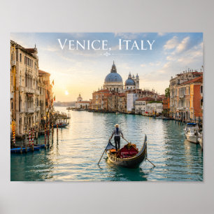 Venice Italy Grand Canal Gondola Sunset Poster