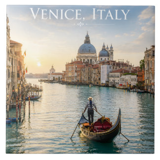 Venice Italy Grand Canal Gondola Sunset Tile