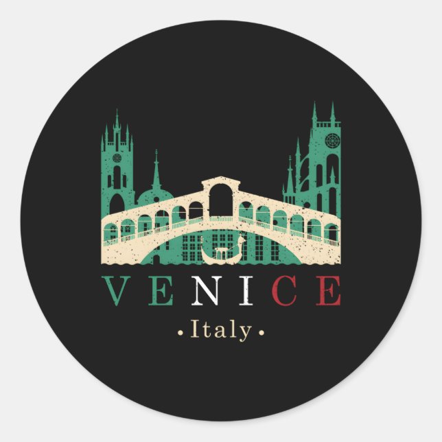 Venice Italy Iconic Gondola Rialto Bridge Ponte Di Classic Round Sticker (Front)