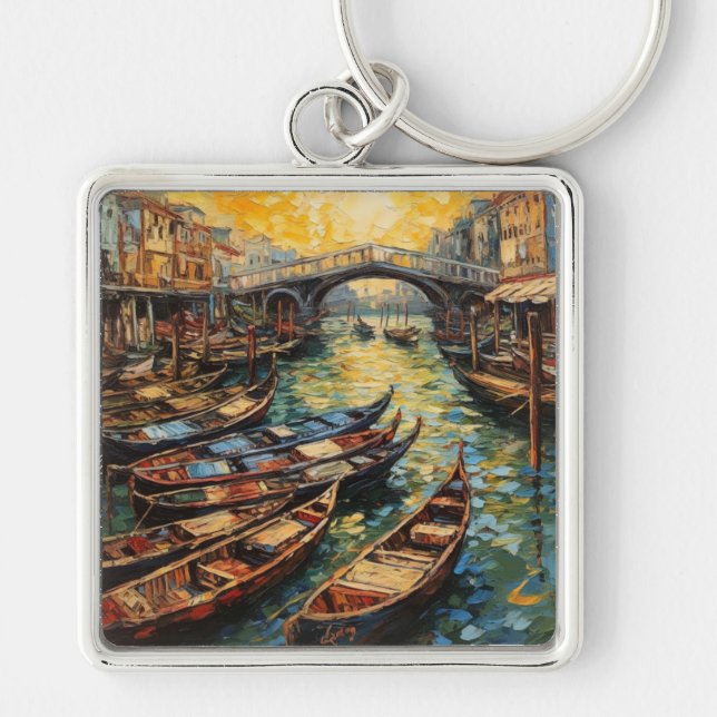 Venice, Italy, in van Gogh style Keychain (Front)