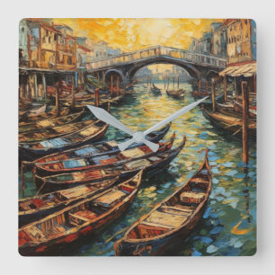 Venice, Italy, in van Gogh style Square Wall Clock